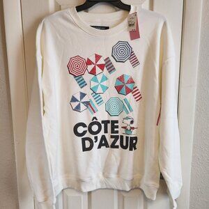Peanuts Côte DAzur Snoopy XXL Sweatshirt Off-White NWT French Riviera